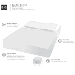 The Big One® Easy Care 275 Thread Count Sheet Set Or Pillowcases 9 The Big One® Easy Care 275 Thread Count Sheet Set Or Pillowcases -The Big One Shop 2077661 ALT99