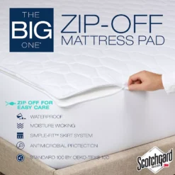 The Big One® Antimicrobial Zip 'N Wash Mattress Pad -The Big One Shop 3491498 ALT3