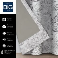 The Big One® Paisley Jacquard 100% Blackout 2-pack Window Curtain -The Big One Shop 4995034 ALT3