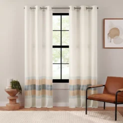 The Big One® Ivory Emile Stripe 2-Pack Window Curtain Set