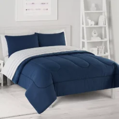 The Big One® Navy Plush Reversible Comforter Set With Sheets -The Big One Shop 5612824 ALT5