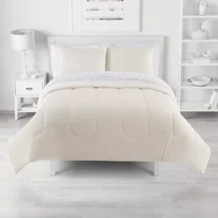 The Big One® Ivory Solid Plush Reversible Comforter Set With Sheets