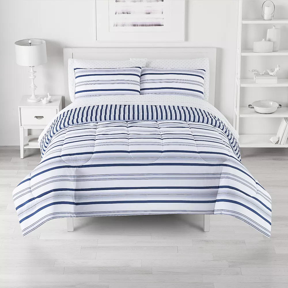 The Big One® Arden Blue Stripe Reversible Comforter Set With Sheets 1 The Big One® Arden Blue Stripe Reversible Comforter Set With Sheets